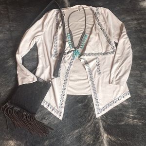 Tan Faux Suede Cardigan
